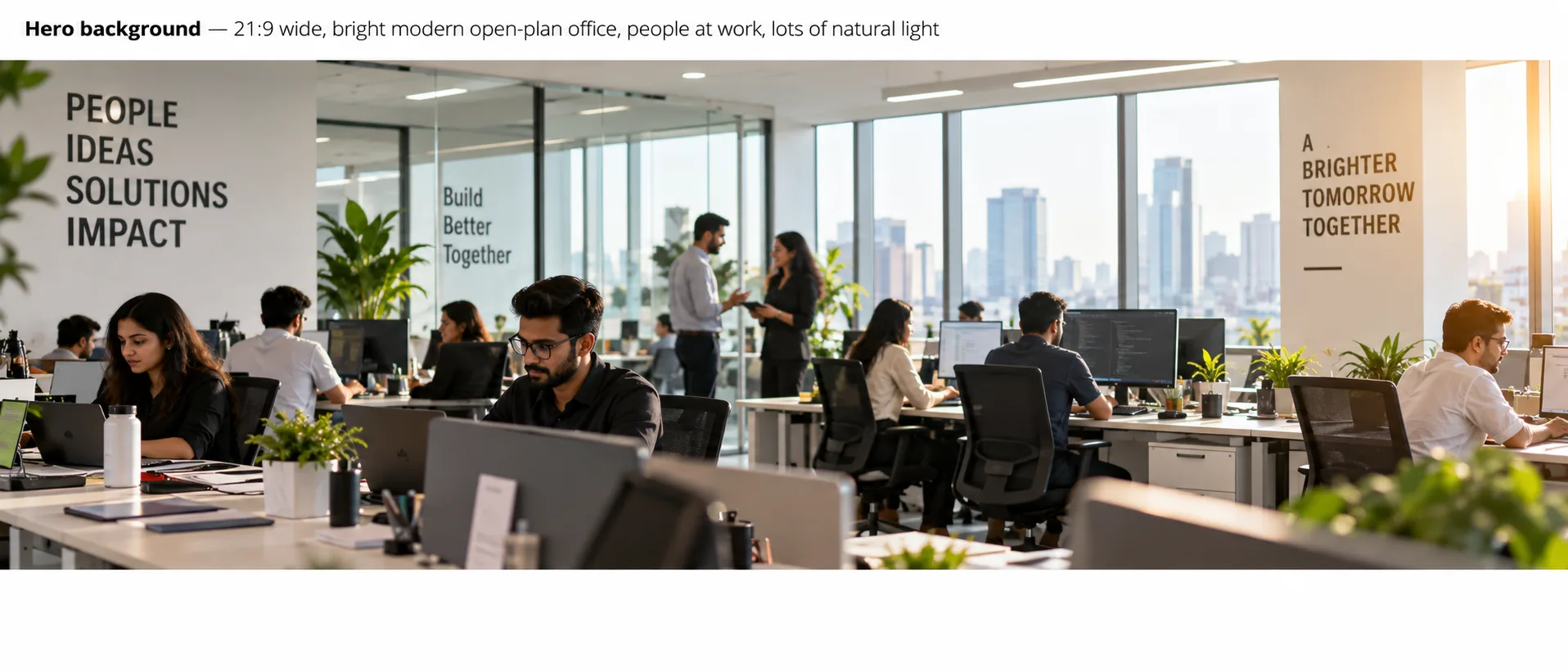 A bright, modern open office with a team at work